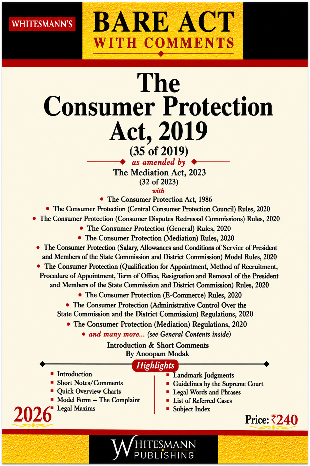 The Consumer Protection Act, 2019 (Bare Act with Comments)