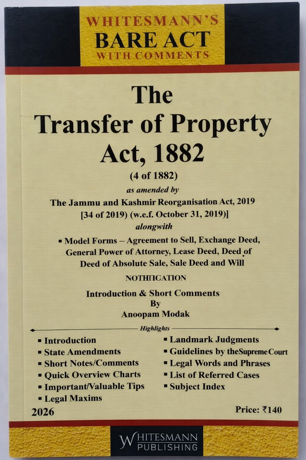 The Transfer of Property Act, 1882 Bare Act | Whitesmann | 2026 Edition