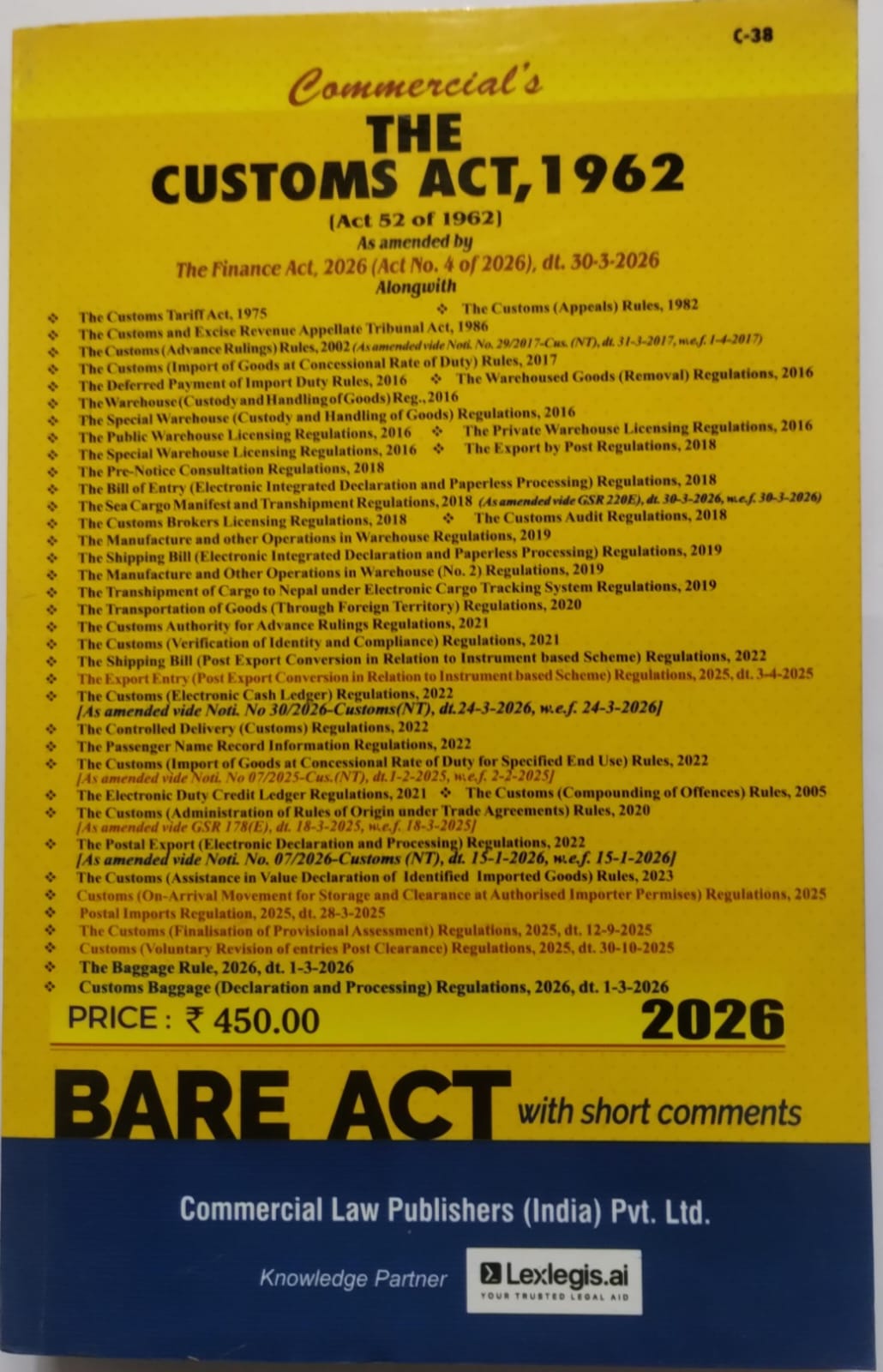 The Customs Act, 1962 with Allied Rules | Commercial's | 2026 Edition