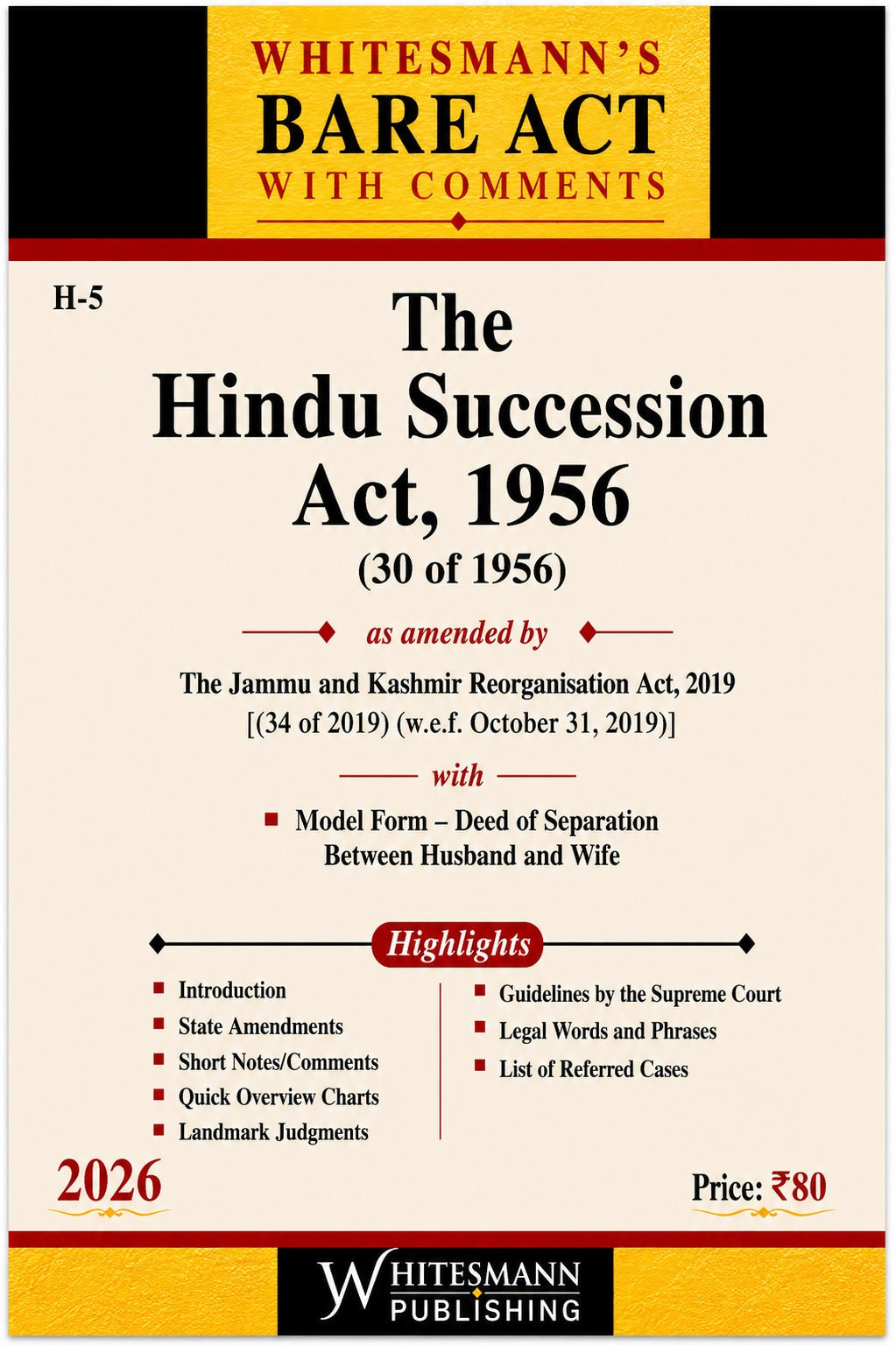 The Hindu Succession Act, 1956 – Bare Act with Comments (Whitesmann's) 2026 Edition