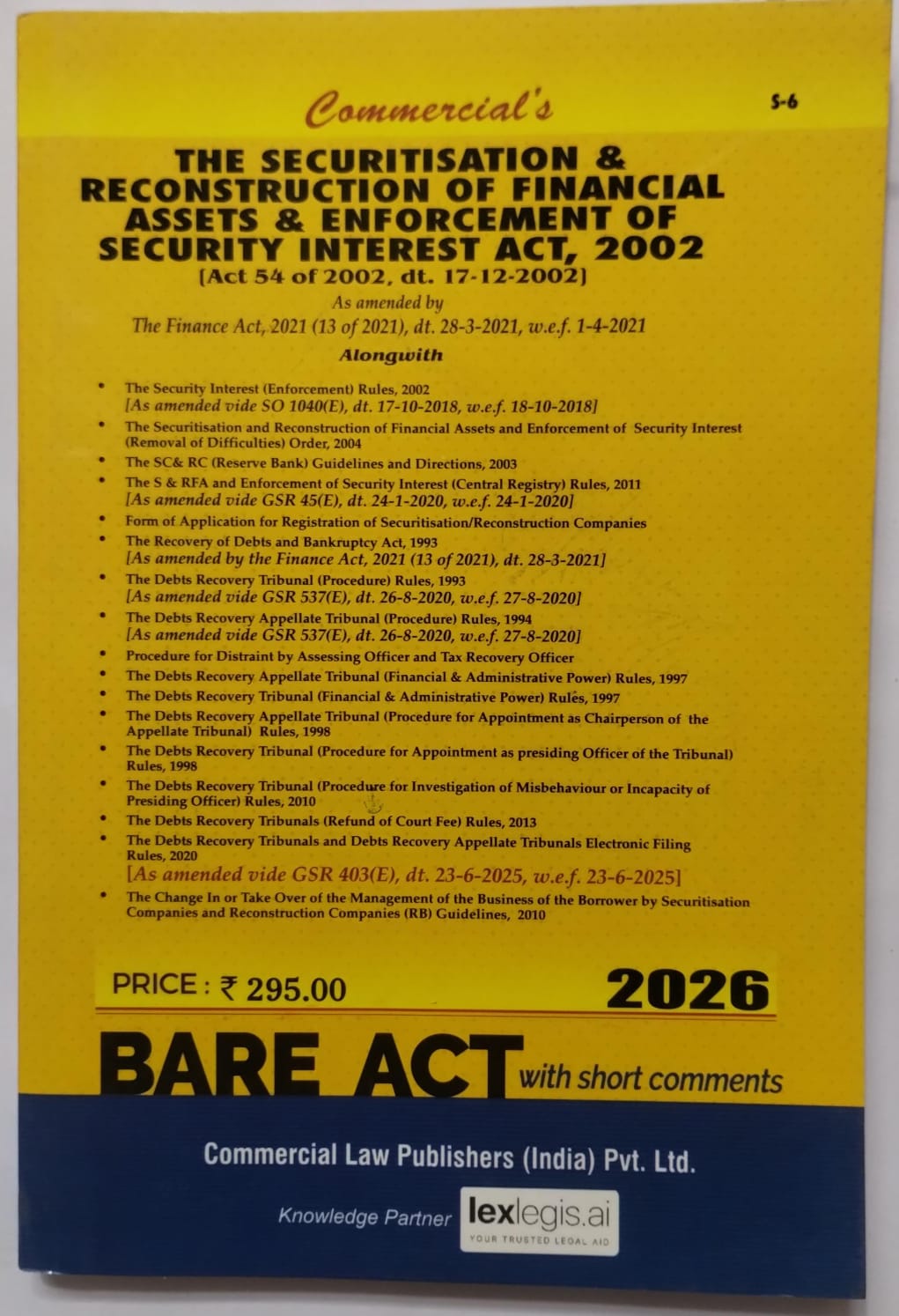 SARFAESI Act - The Securitisation and Reconstruction of Financial Assets and Enforcement of Security Interest Act, 2002 with Rules | 2026