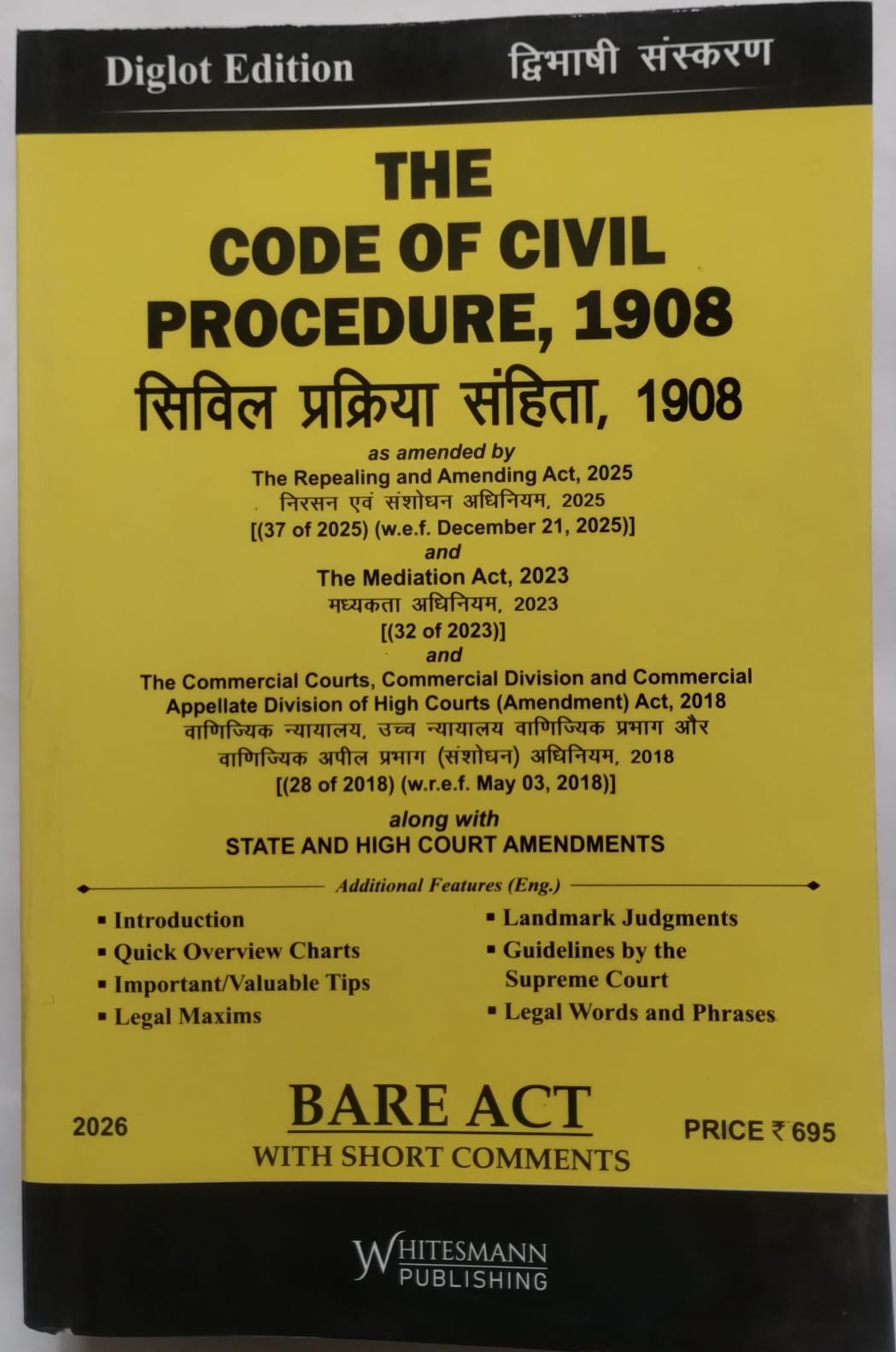 The Code of Civil Procedure, 1908 – Diglot Edition (English-Hindi) | Bare Act with Short Comments