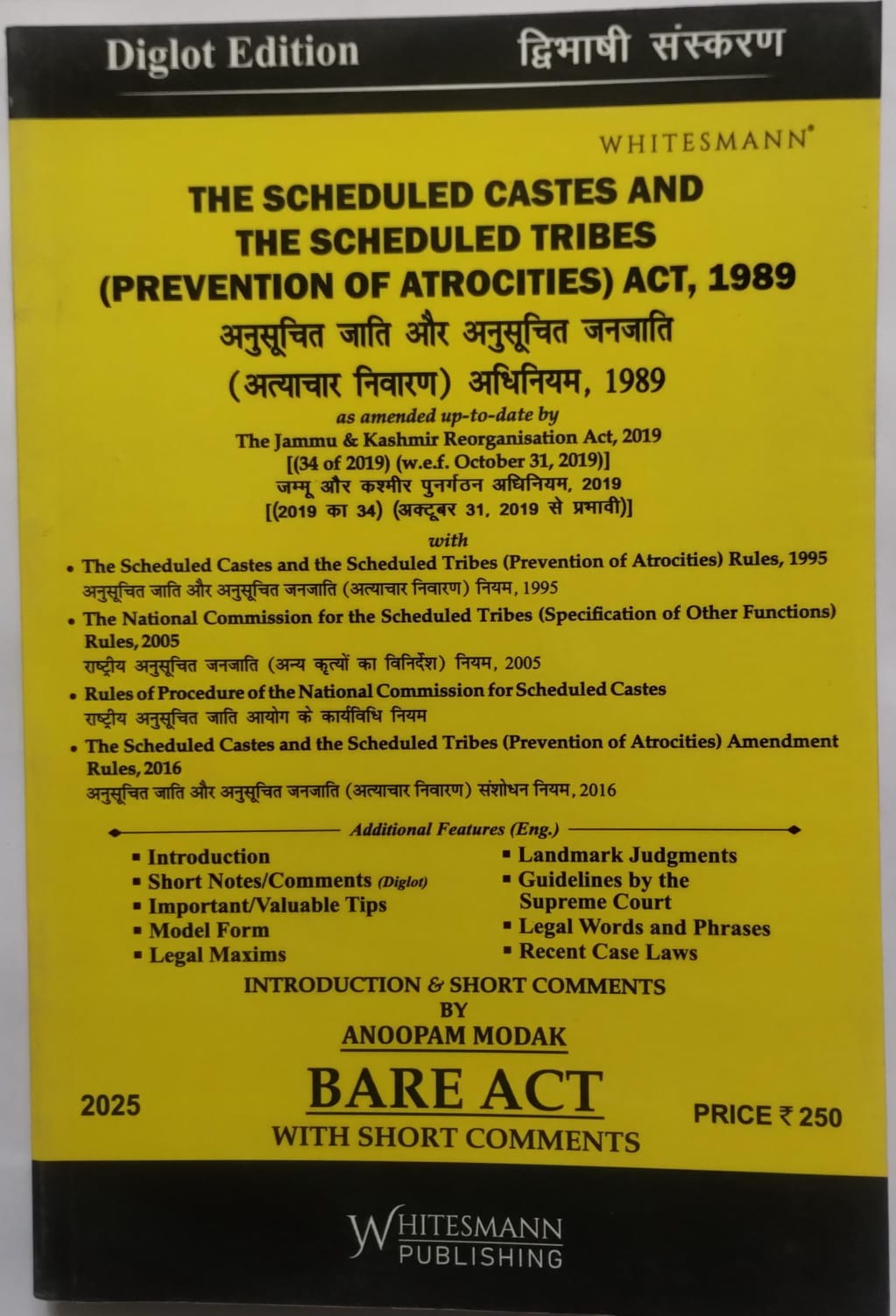 The Scheduled Castes and the Scheduled Tribes (Prevention of Atrocities) Act, 1989 – Diglot Edition (English-Hindi) | Bare Act with Short Comments