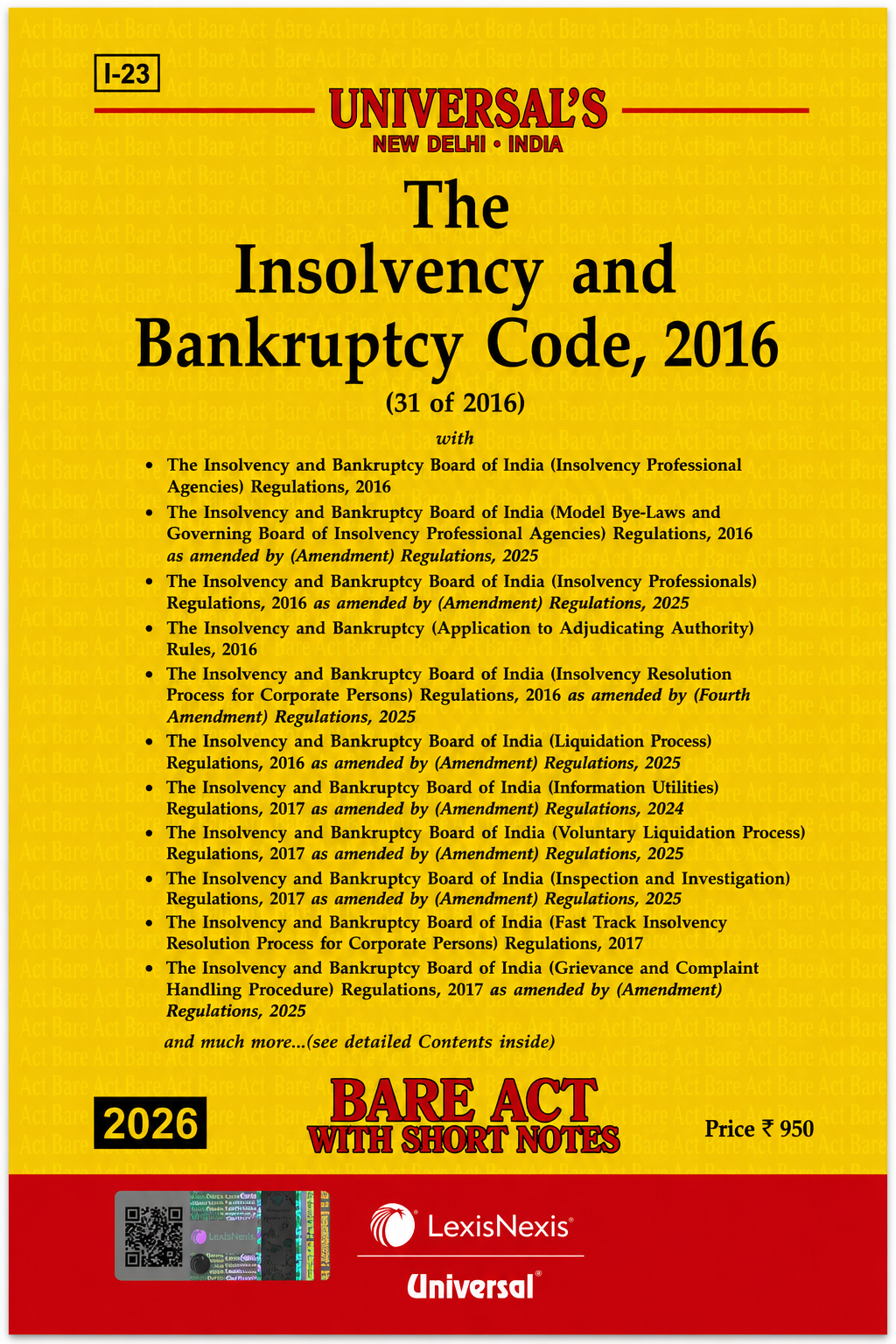 The Insolvency and Bankruptcy Code, 2016 | Universal LexisNexis | 2026 Edition