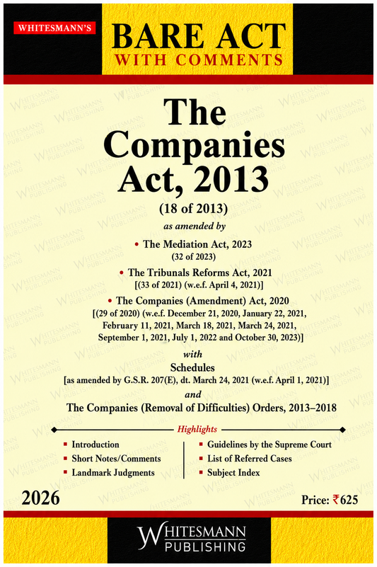 The Companies Act, 2013 Bare Act  | Whitesmann | 2026 Edition