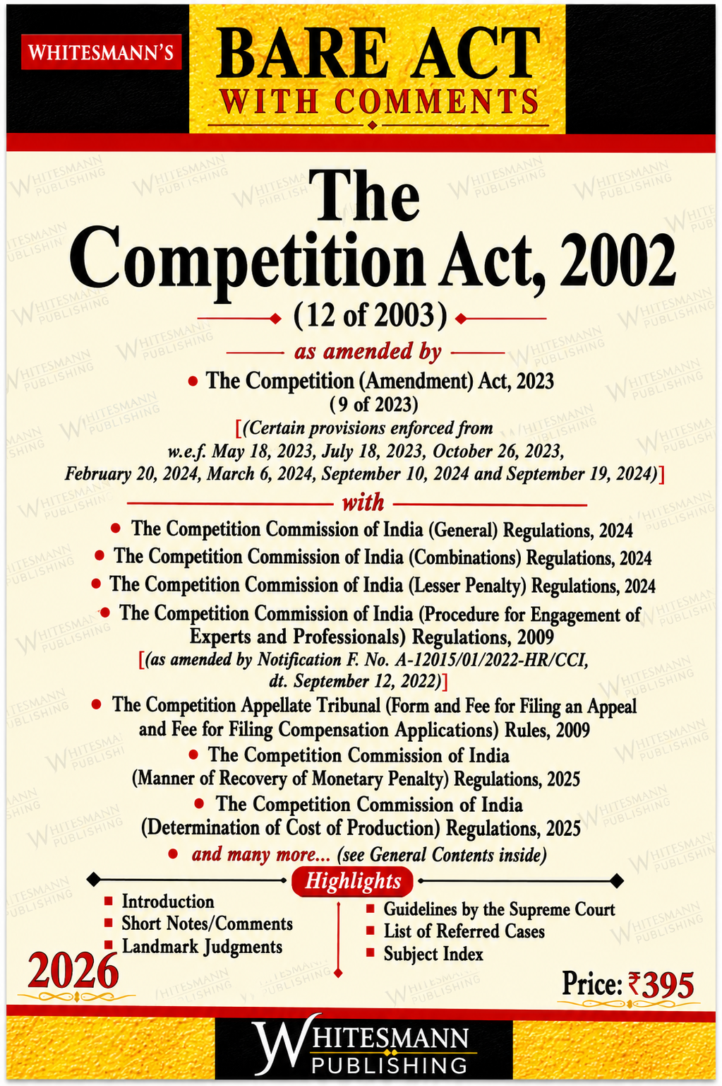 The Competition Act, 2002 – Bare Act with Comments | Whitesmann's | 2026 Edition