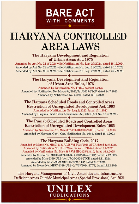 Haryana Controlled Area Laws – Bare Act with Comments | Unilex Publications | 2026 Edition