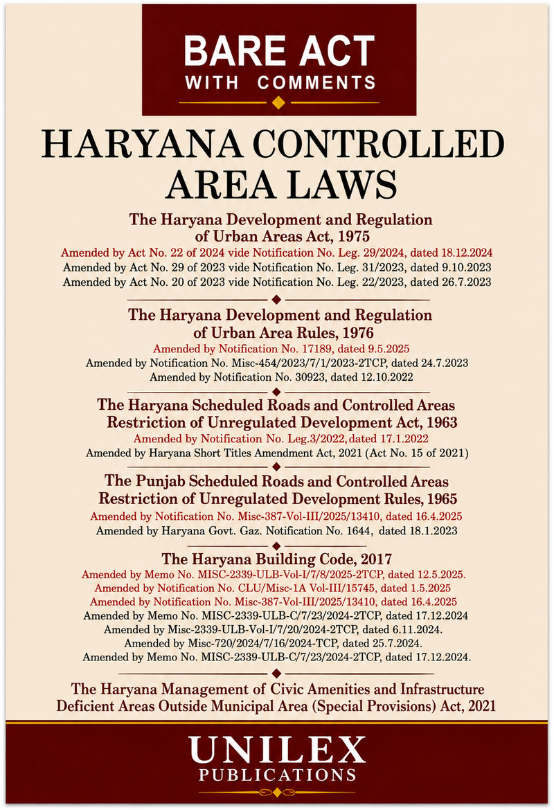 Haryana Controlled Area Laws – Bare Act with Comments | Unilex Publications | 2026 Edition