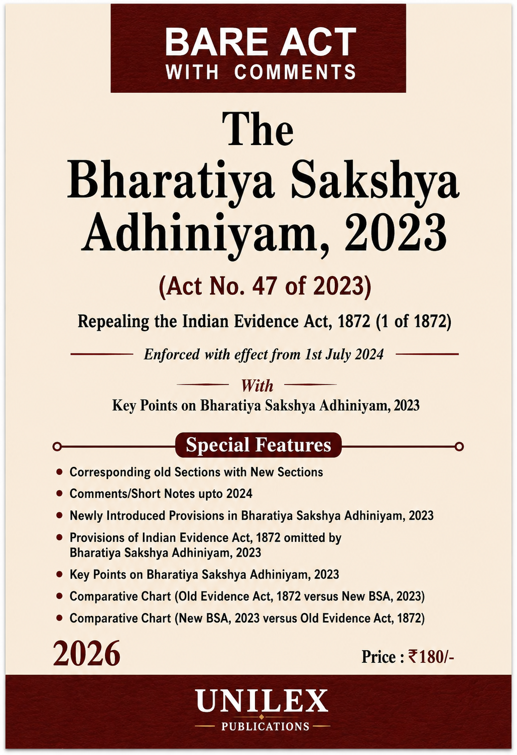 New Criminal Laws Bare Acts Set of 3 – BNS, BNSS & BSA | Unilex Publications | 2026 Edition
