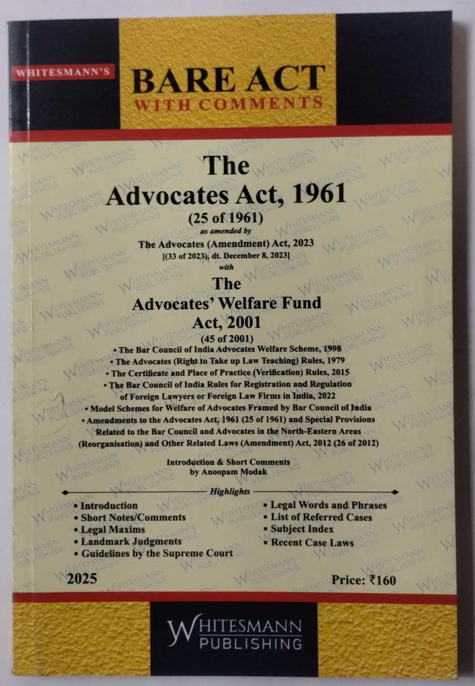The Advocates Act, 1961 Bare Act with Comments | Whitesmann | 2026 Edition