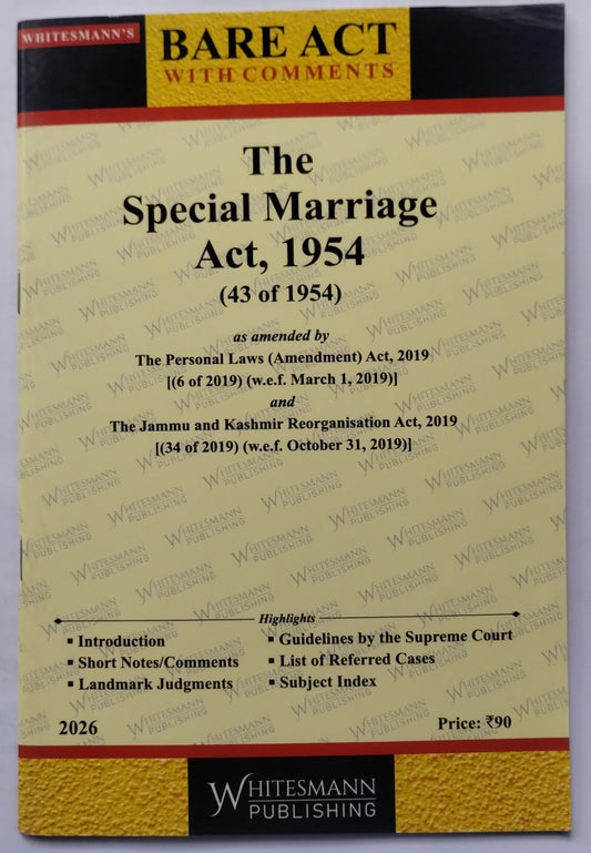 The Special Marriage Act, 1954 – Bare Act with Comments (Whitesmann's)