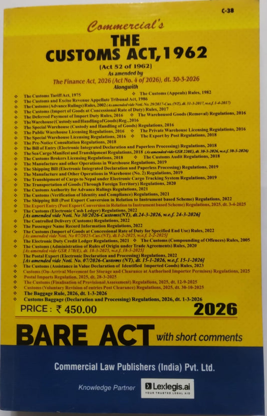 The Customs Act, 1962 with Allied Rules | Commercial's | 2026 Edition