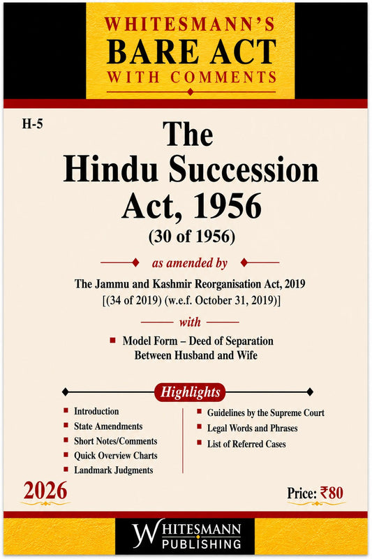 The Hindu Succession Act, 1956 – Bare Act with Comments (Whitesmann's) 2026 Edition