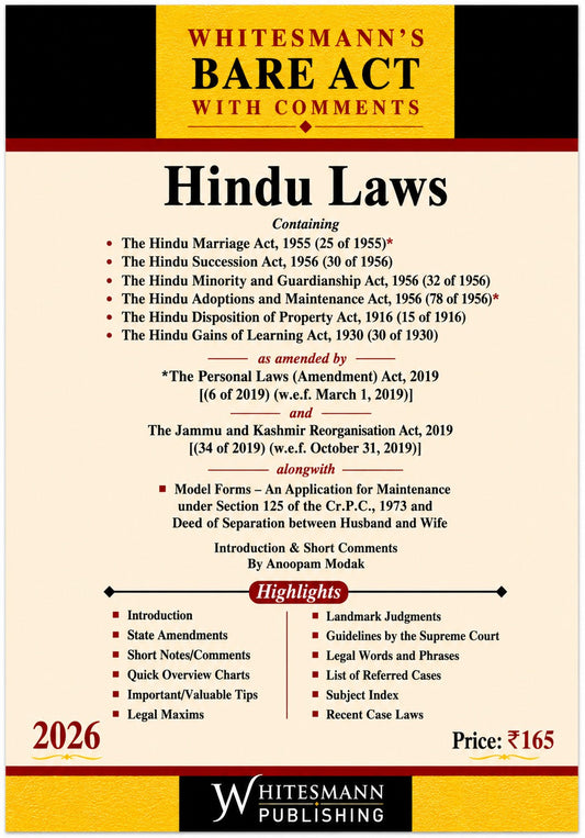 Hindu Laws – Bare Act with Comments | Whitesmann | 2026 Edition