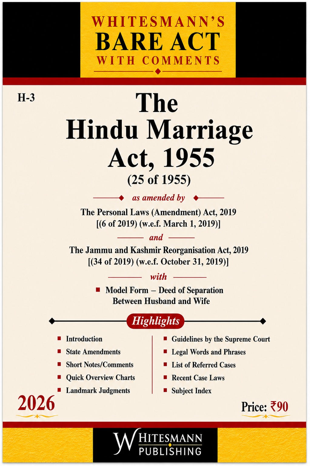The Hindu Marriage Act, 1955 – Bare Act with Comments (Whitesmann's) 2026 Edition