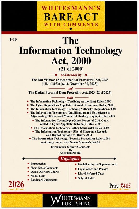 The Information Technology Act, 2000 Bare Act with Comments | Whitesmann | 2026 Edition