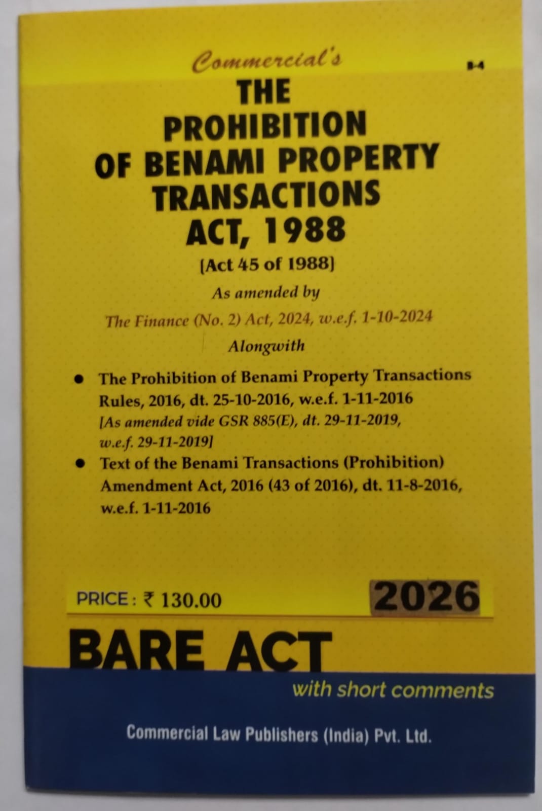 The Prohibition of Benami Property Transactions Act, 1988 with Allied Rules | Commercial's | 2026 Edition