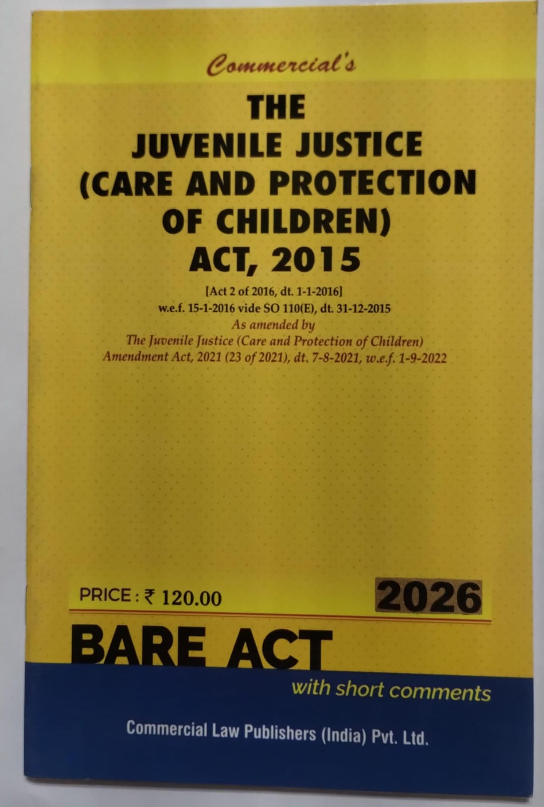 Juvenile Justice Act, 2015 without Rules | Commercial's | 2026