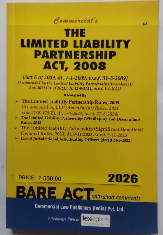 Limited Liability Partnership Act, 2008 with Rules | Commercial Law Publishers | 2026 Edition