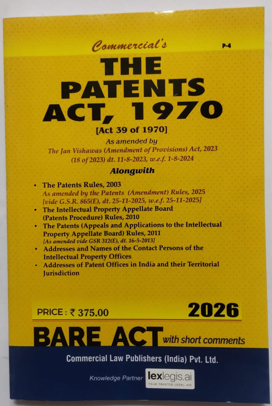 The Patents Act, 1970 2026 Edition