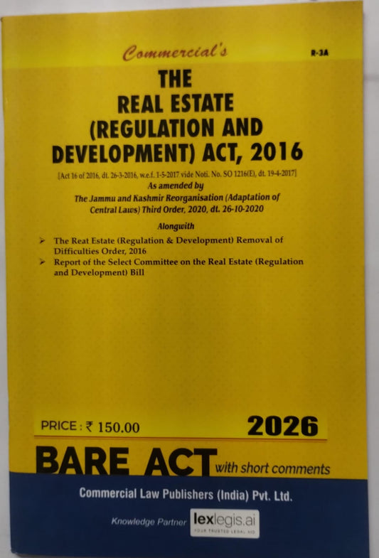 RERA - The Real Estate (Regulation and Development) Act, 2016 (RERA) with Rules | Commercial's | 2026 Edition
